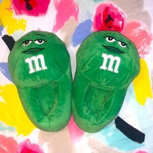 Green M&M kids slippers